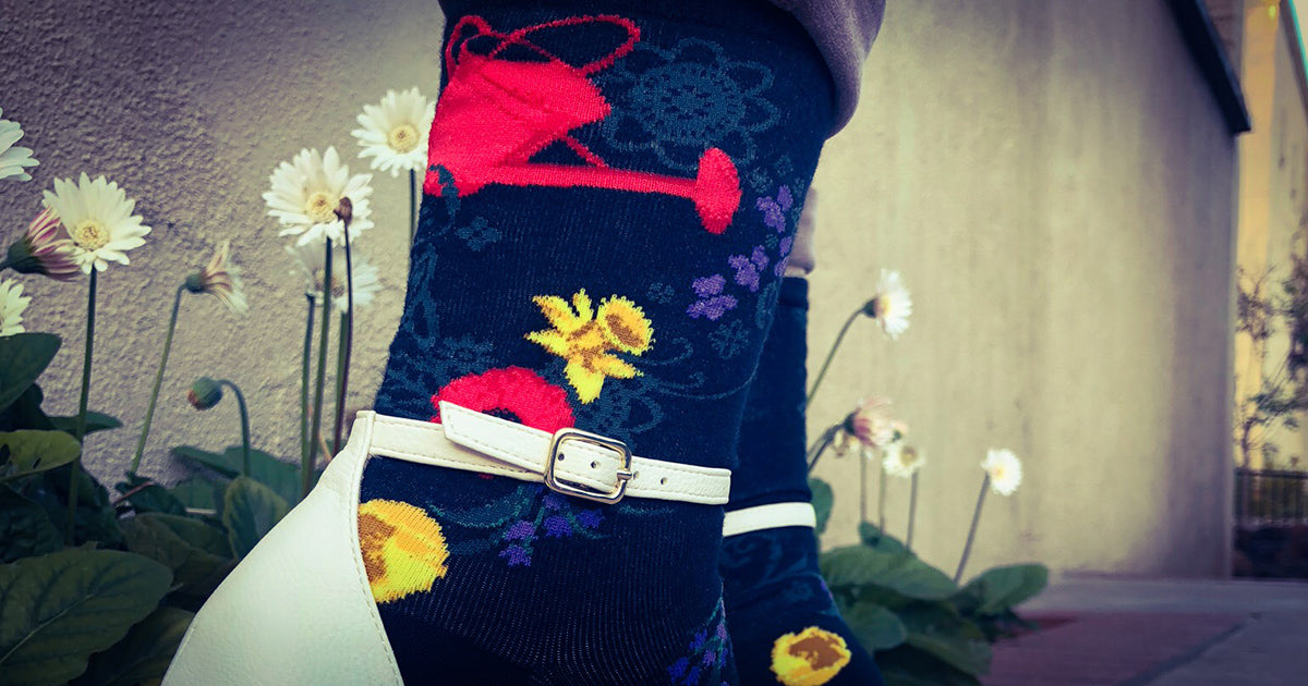 Floral crew socks for flower gardeners.