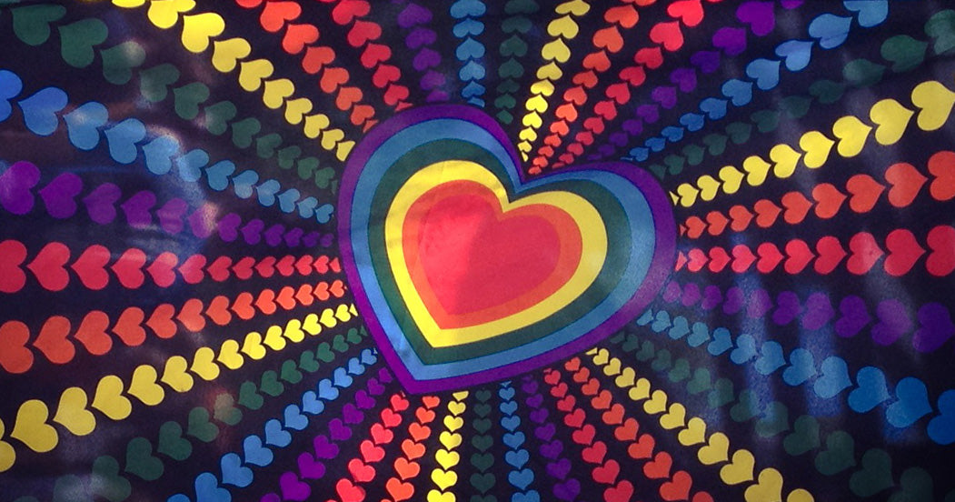 A rainbow heart flag flies during Bellingham, Washington's Pride parade.