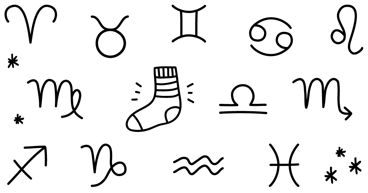 Zodiac symbols with a sock symbol hidden among them