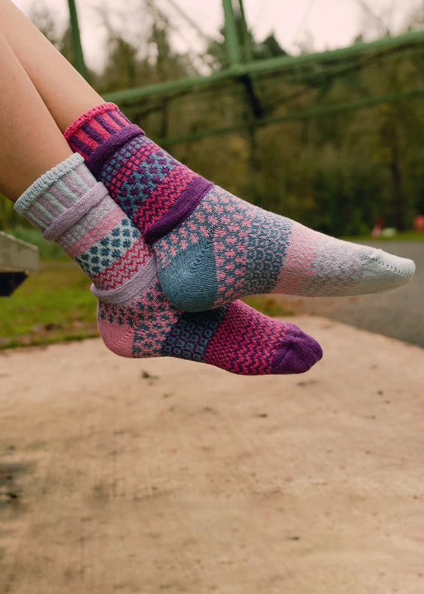 Twilight Mismatched Socks | Pink, Purple & Blue Patterned Crew