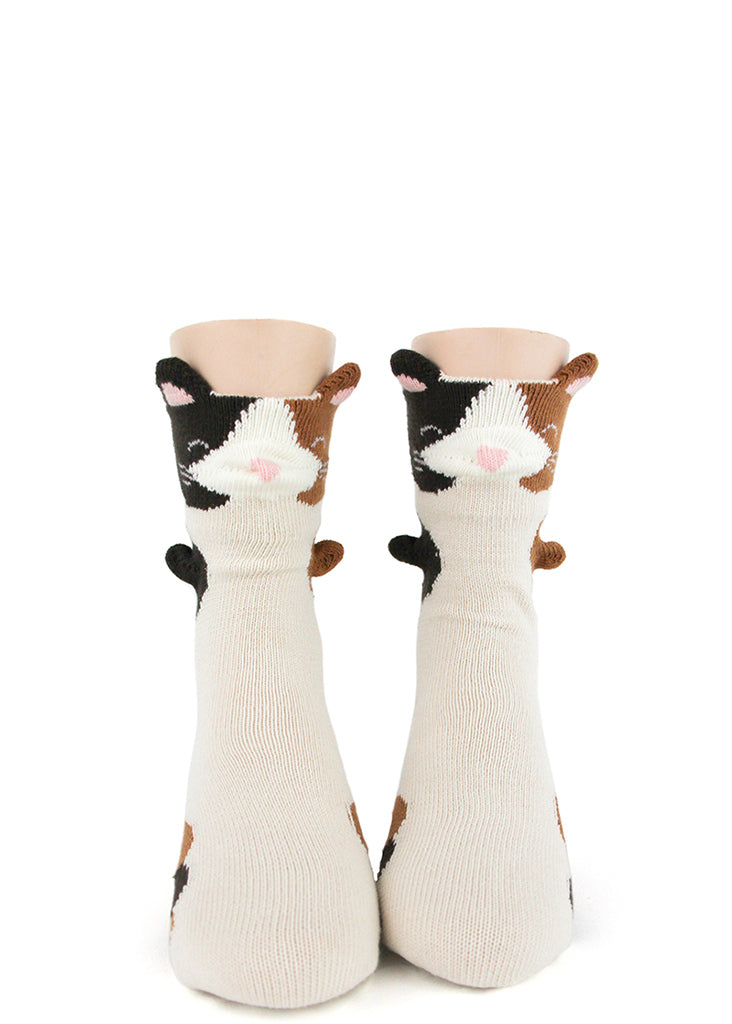 Cat socks for kids with 3D ears and paws that stick out