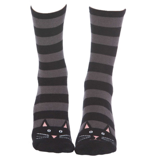 Cat Women s Slipper Socks Black Cat Slipper Socks with Non Slip
