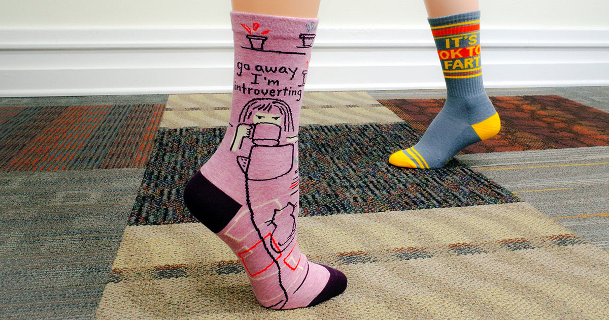 Funny socks with sayings to help you with social distancing