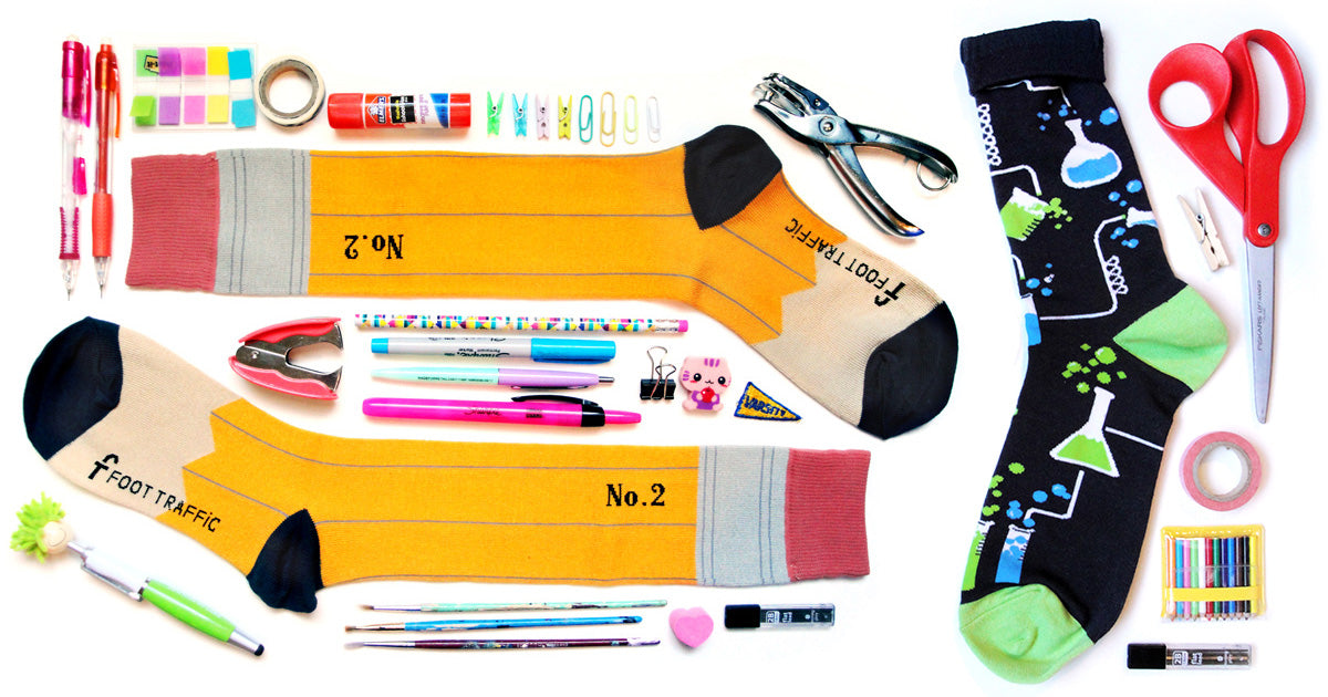 Socks for teachers with test tubes and pencil socks