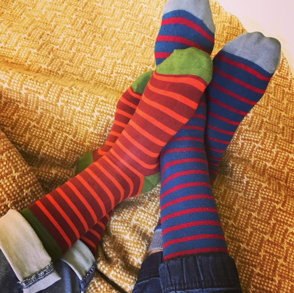 Bamboo socks for men & women feature colorful stripes, comfy solids & funky novelty prints like animals, skulls, nautical themes & florals.
