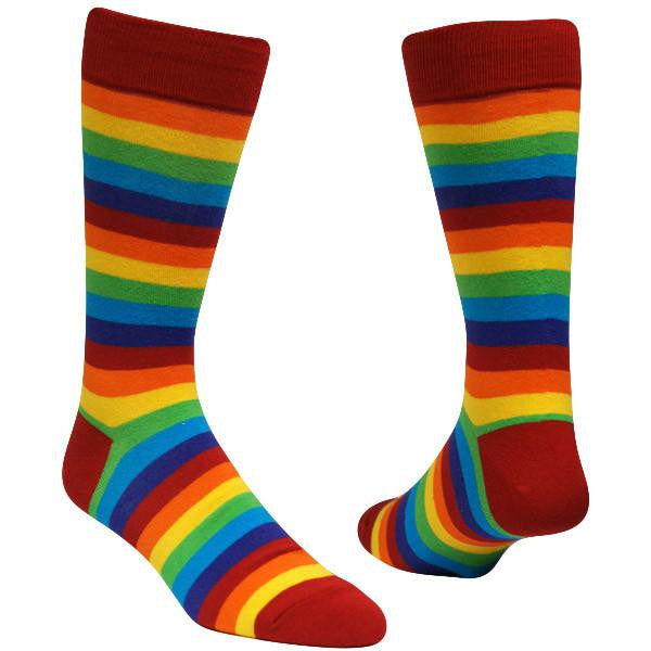 Rainbow striped socks for men are just the pair to brighten your sock drawer.
