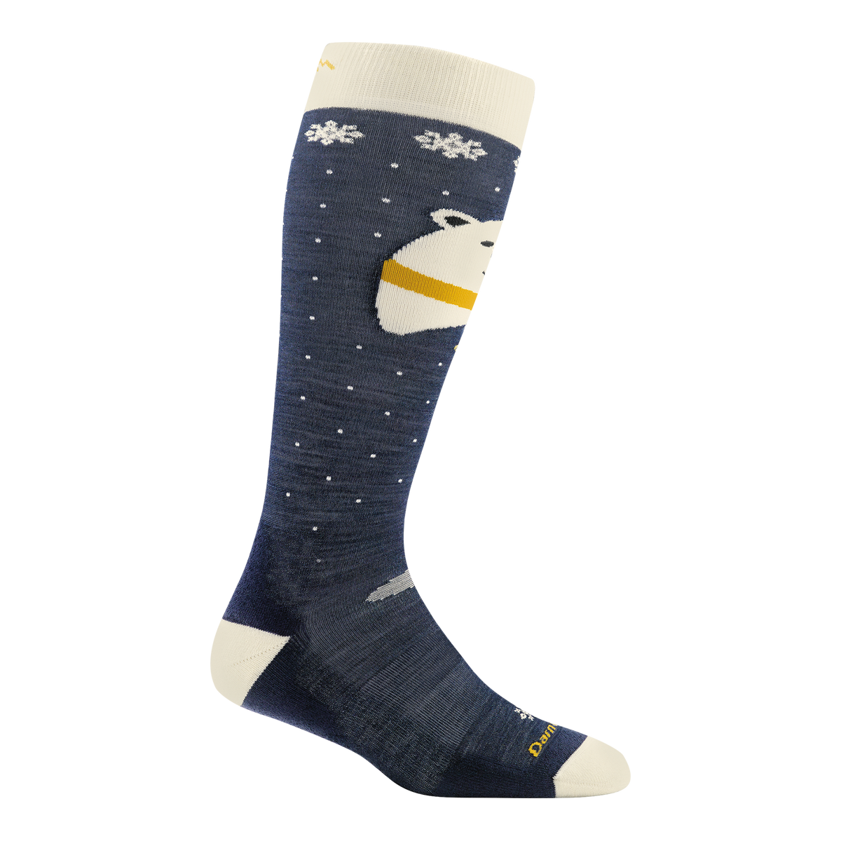 Darn Tough kids' blue polar bear wool over-the-calf ski socks