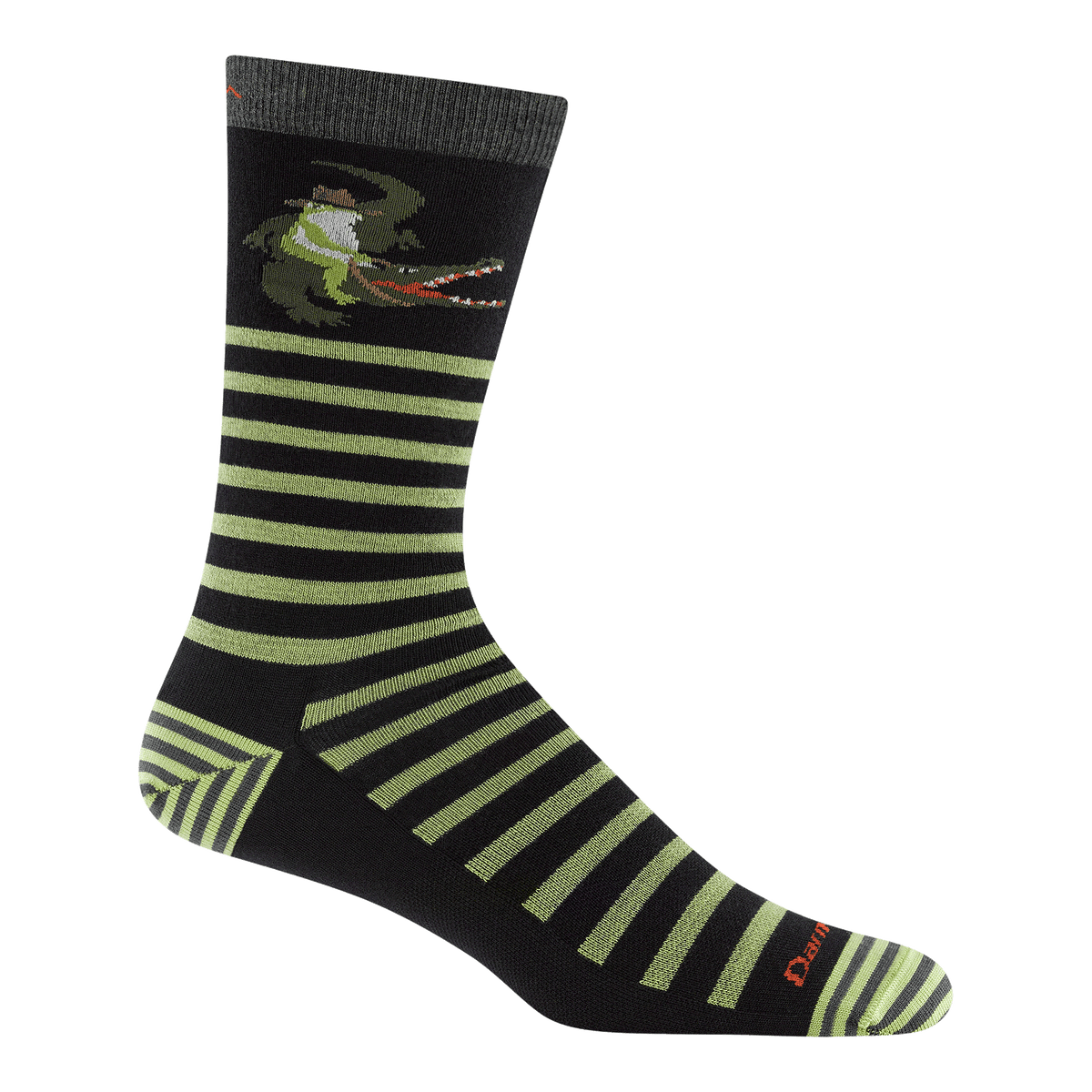 Darn Tough men's gator green frog and alligator wool crew socks