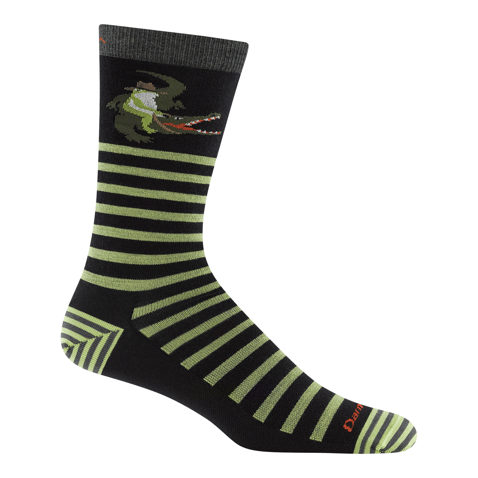 Darn Tough men's gator green frog and alligator wool crew socks