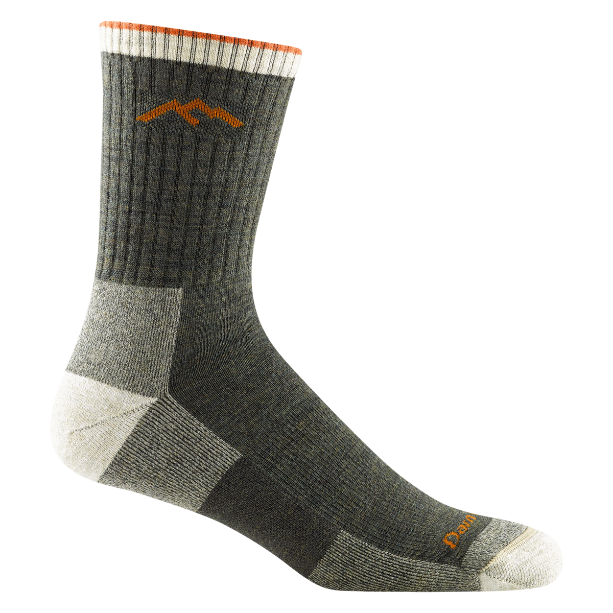 Darn Tough men's olive wool micro crew hiking socks