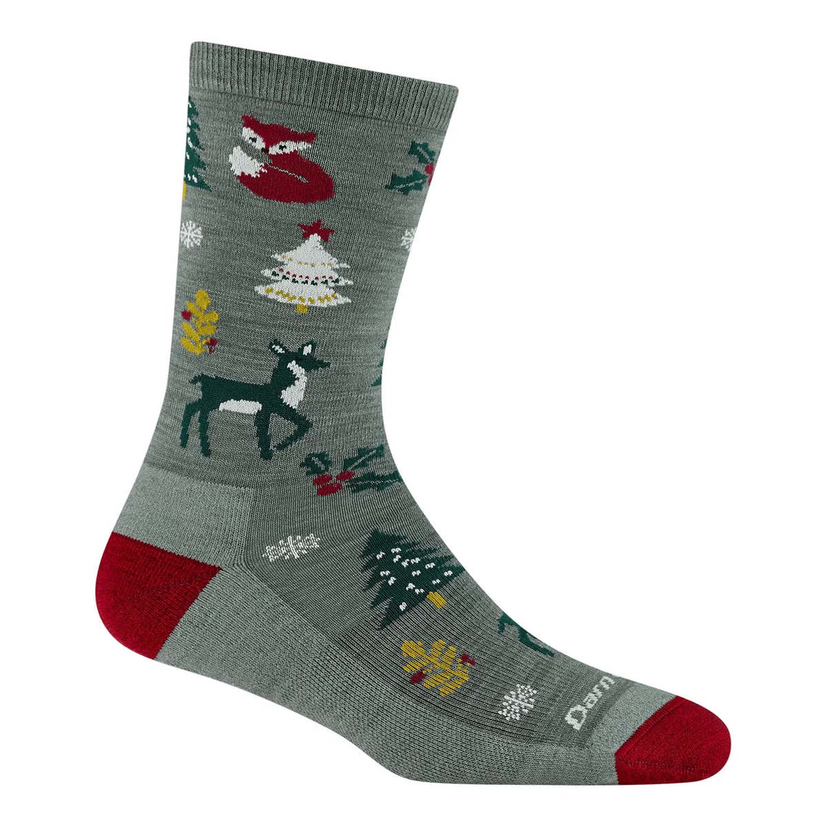 Darn Tough women's balsam deer and christmas tree wool crew socks