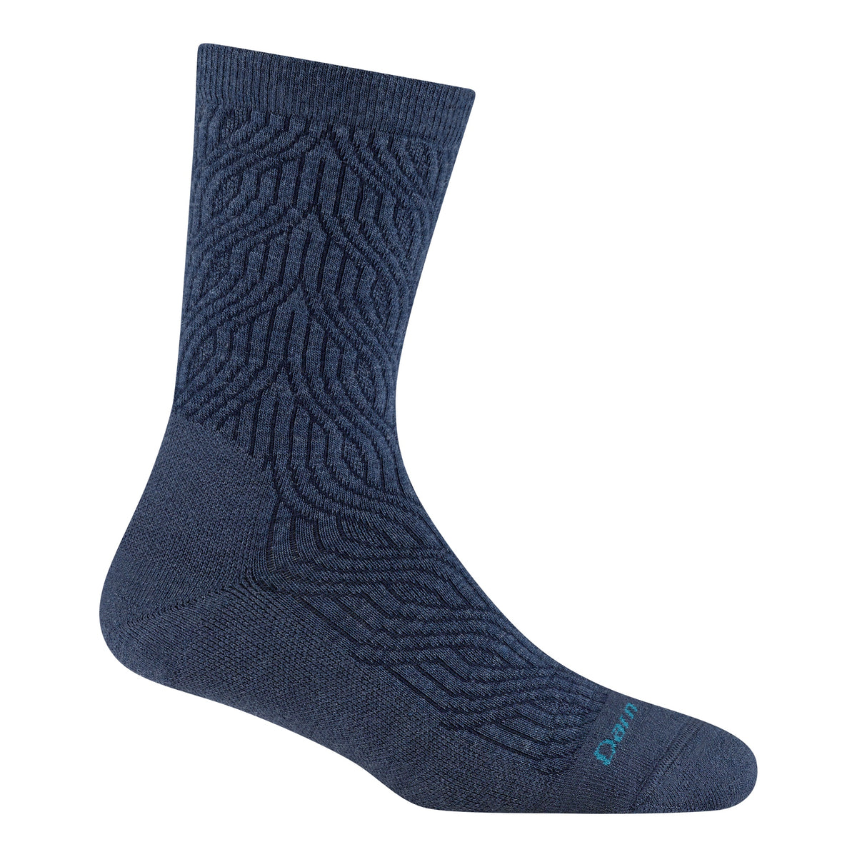 Darn Tough women's denim blue cable knit wool crew socks