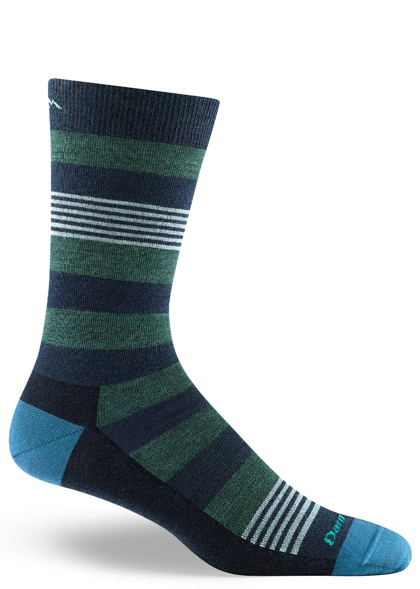 Men's Hunter Green and White Striped Socks