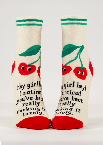 Hey Girl Hey Ankle Socks | Funny Fruit Socks With Cherries - Cute