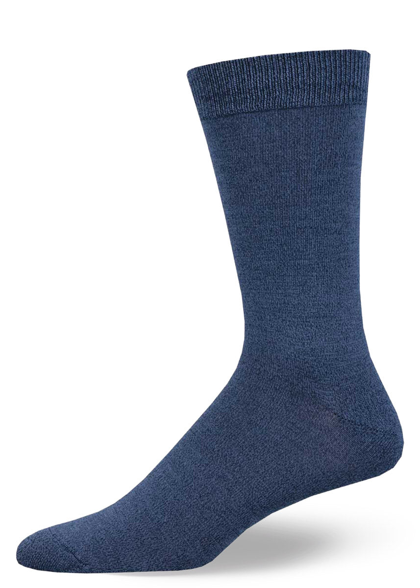 A solid navy heather bamboo-fiber men&#39;s dress sock.