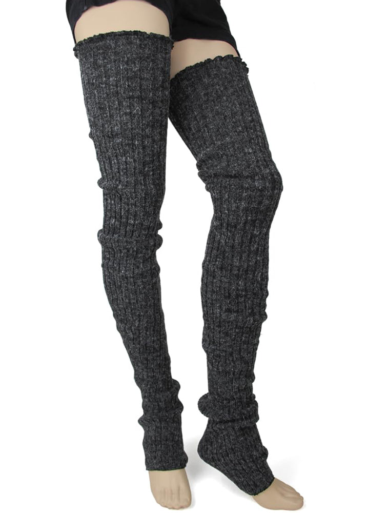 Thigh-High Ribbed Leg Warmers Cozy Slouchy Socks Cute But