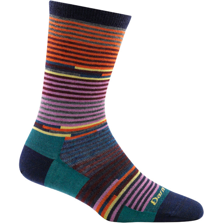 Striped wool socks for women in pretty blue, purple and orange colors
