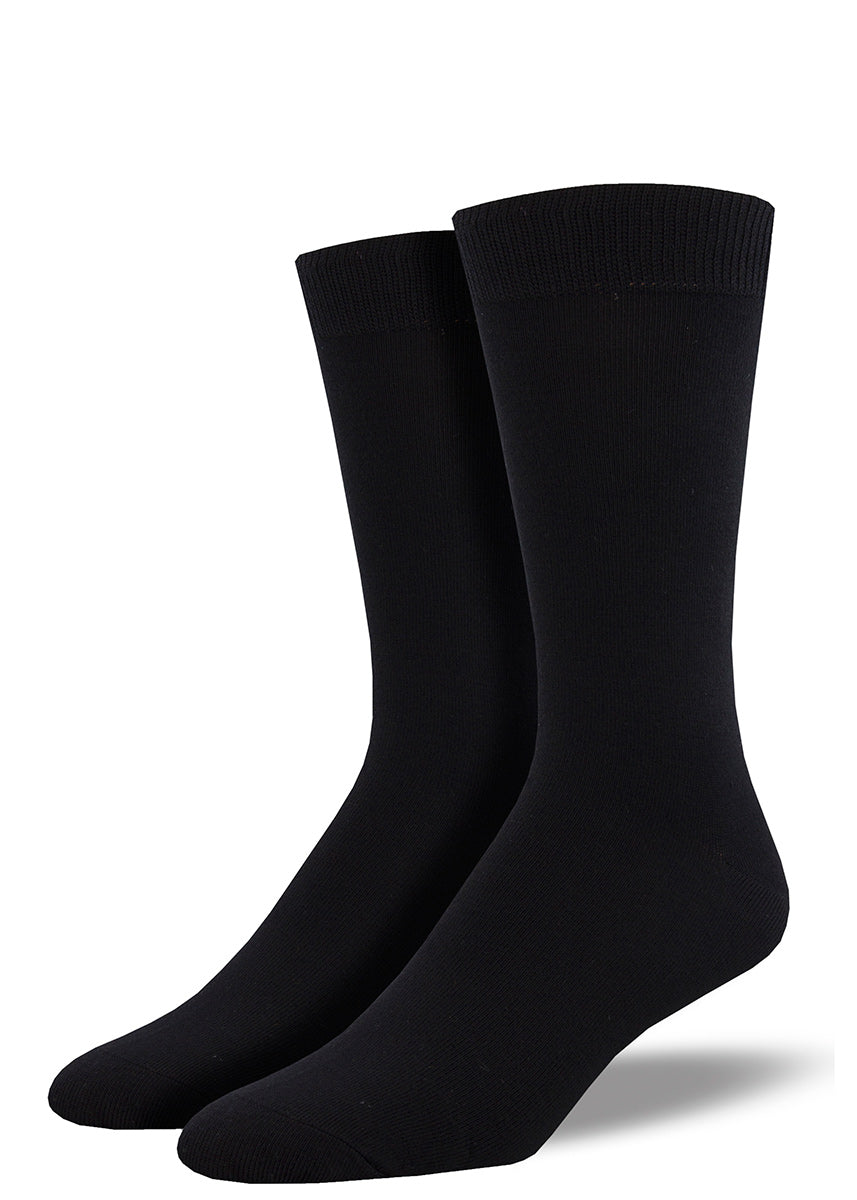 Bamboo socks for men come in a solid black colorway.