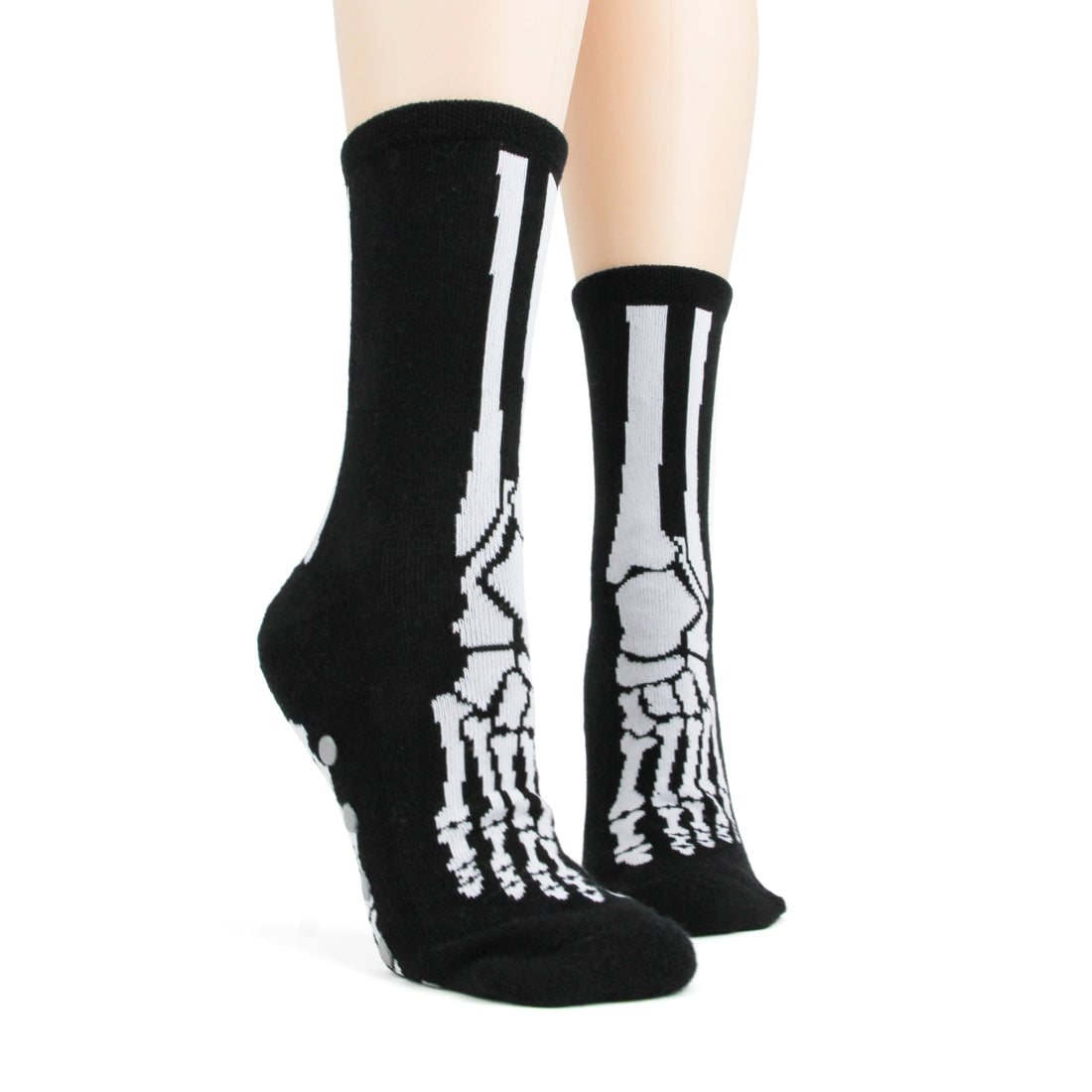 Slipper socks that show the bones of the foot like an x-ray