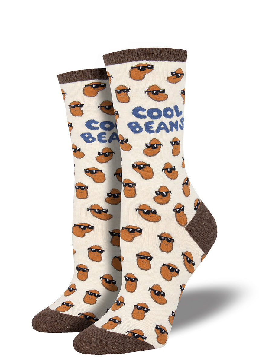 Funny cool beans socks with beans wearing sunglasses