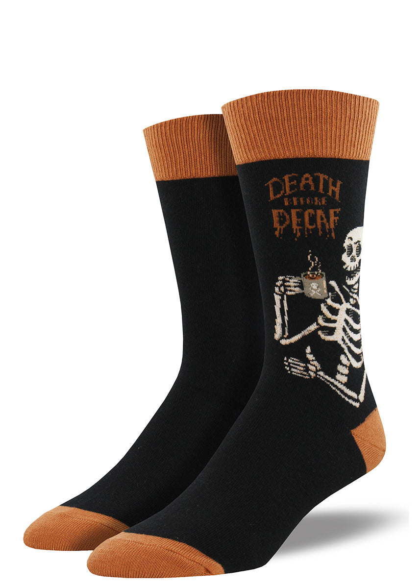 If you'd rather die than drink decaf, let the world know with these coffee socks for men!
