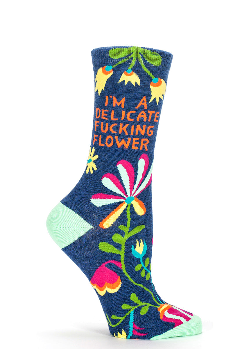 These DELICATE FUCKING FLOWER socks for women are so fucking cute.