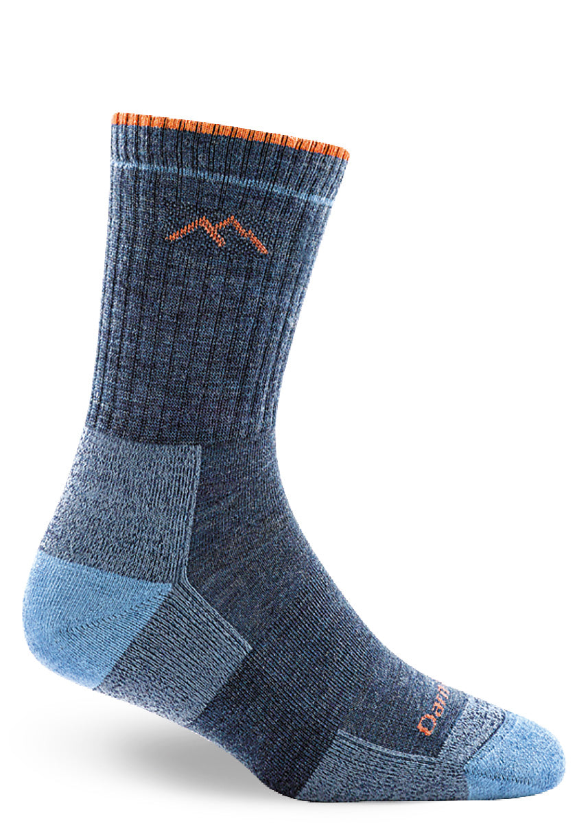 Wool socks for women with a cushioned sole for hiking and a lifetime guarantee.