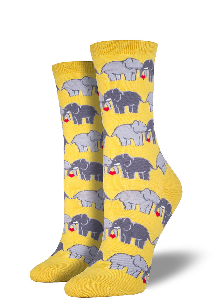 Feel the elephant love in these cute women's crew socks!