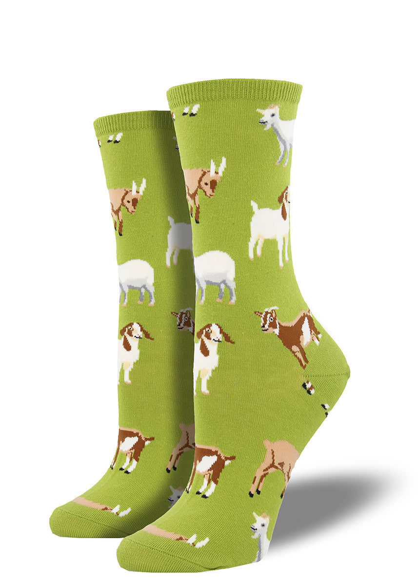 These short green goat socks are farm fresh and ready to rock.
