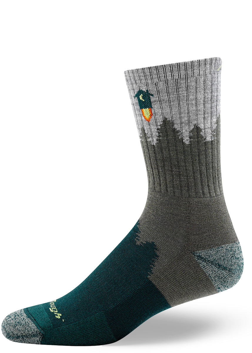Men&#39;s Green Exploding Outhouse Cushioned Wool Hiking Socks