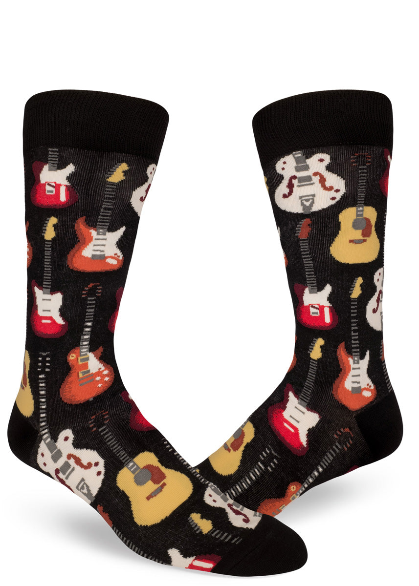 Guitar socks for men with classic guitars for musicians.