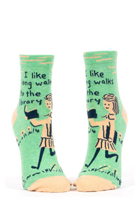 Book Socks for Women | Long Walks to the Library Ankle Socks - Cute But ...