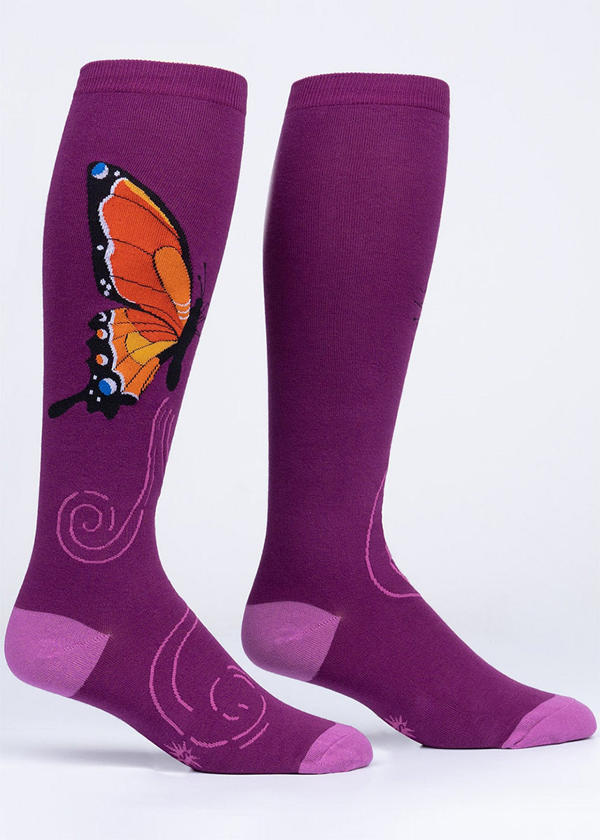 Butterfly Wings Stretch-It Knee Socks | Wide-Calf Knee Socks