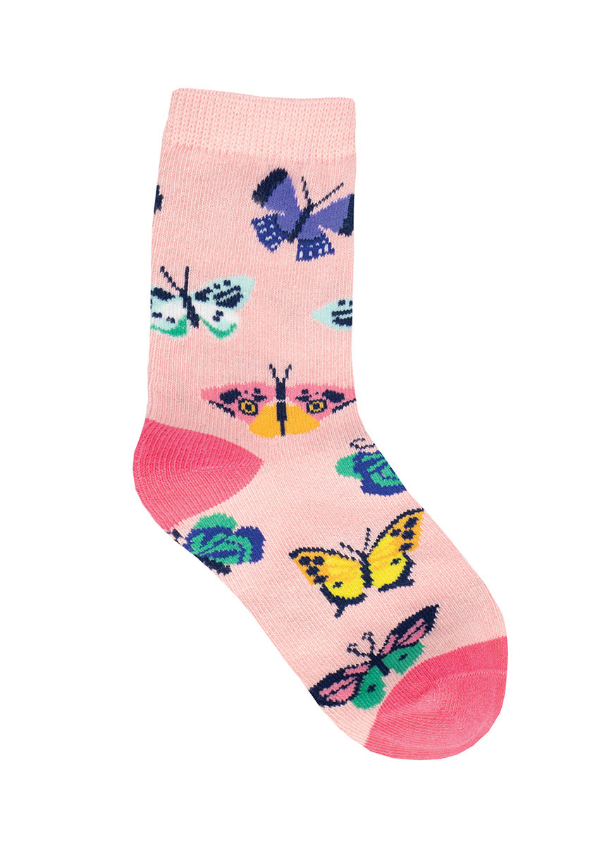 Pink Butterfly Kids' Socks  Fun Novelty Socks for Children - Cute But  Crazy Socks