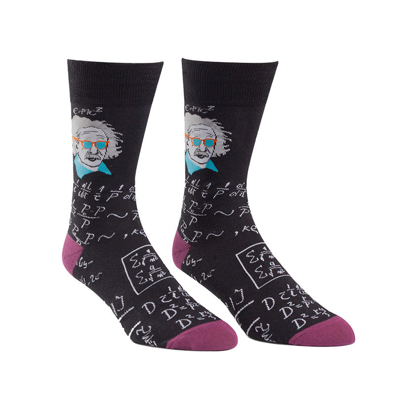 Einstein socks for men with math equations &amp; Albert Einstein wearing sunglasses