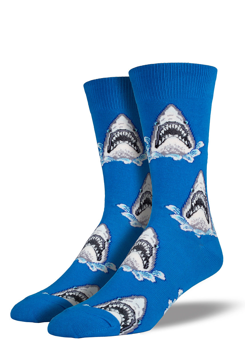 Extra large shark socks for men make your monster stompers a little scarier.