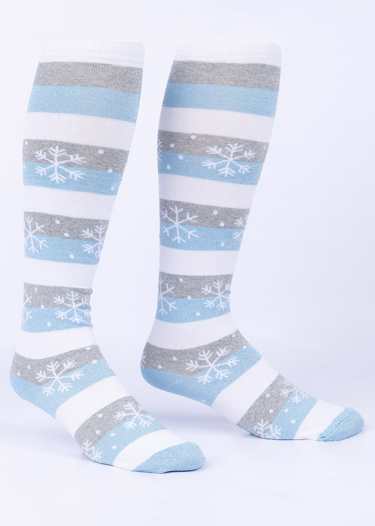【OJOS】24FW★ Knee Socks Graphic Stocking shimmer-snowflake-stripe-wide-