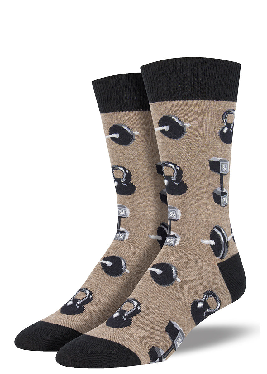 Weightlifting socks with barbells and kettlebells