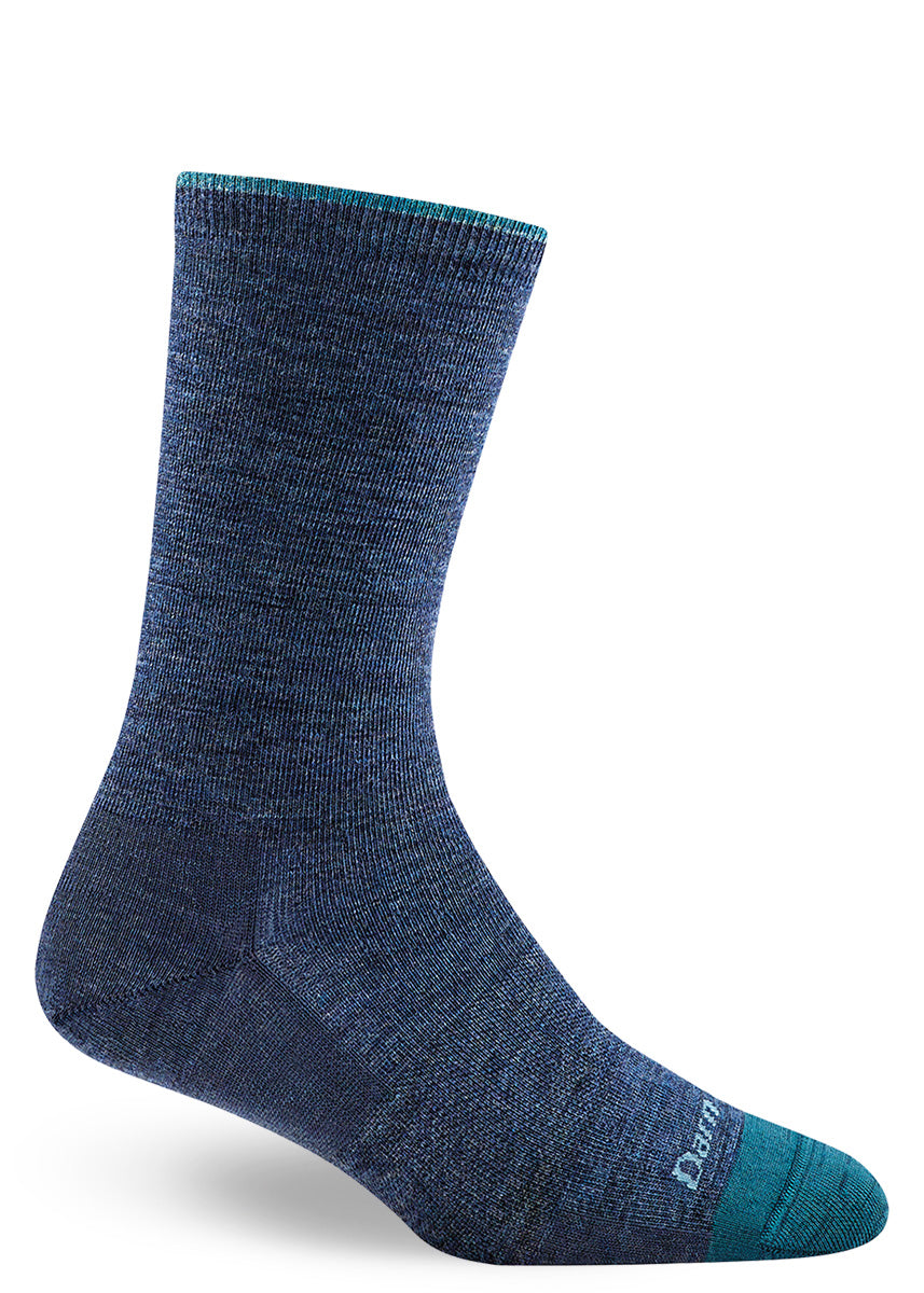 Denim blue wool socks for women with thin-profile and high durability